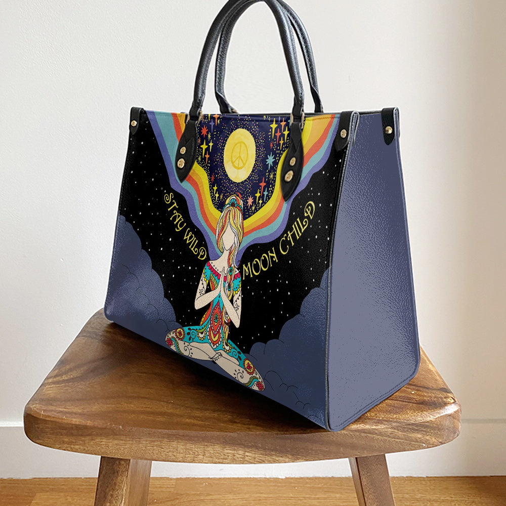 Hippie Stay Wild Moon Child Pu Leather Bag, Women's Pu Leather Bag, Best Mother's Day Gifts