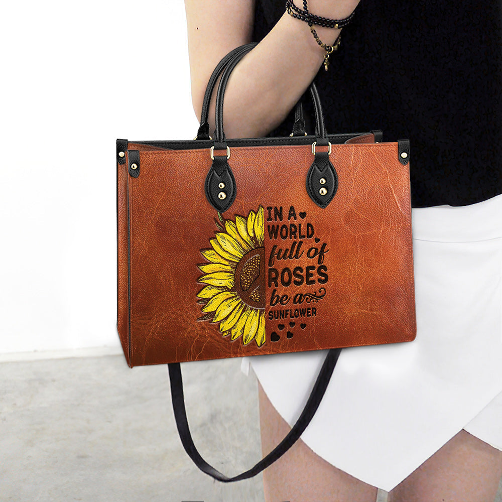 Hippie Sunflower 1 Leather Bag, Women's Pu Leather Bag, Best Mother's Day Gifts