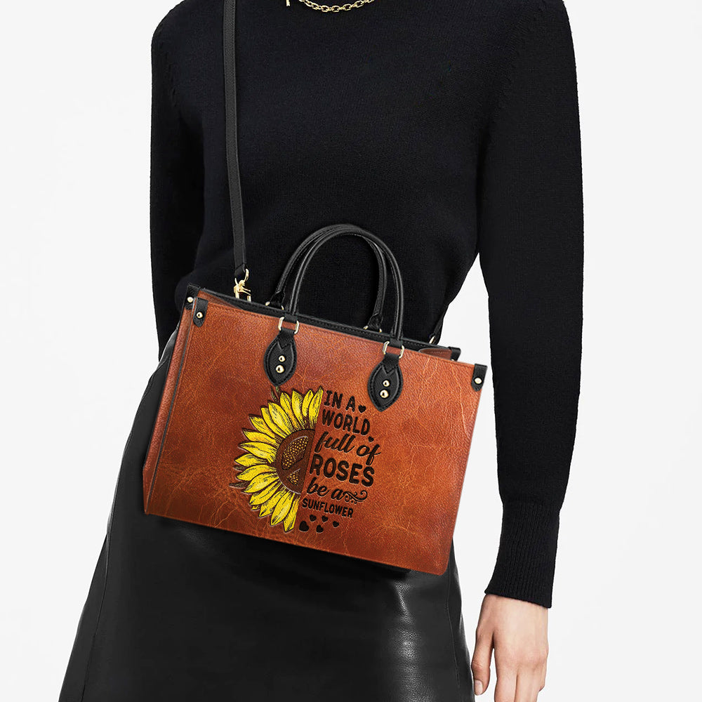 Hippie Sunflower 1 Leather Bag, Women's Pu Leather Bag, Best Mother's Day Gifts