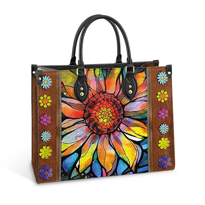 Hippie Sunflower Colorful 2 Leather Bag, Women's Pu Leather Bag, Best Mother's Day Gifts