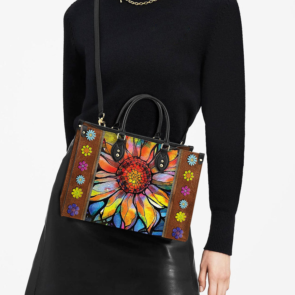 Hippie Sunflower Colorful 2 Leather Bag, Women's Pu Leather Bag, Best Mother's Day Gifts