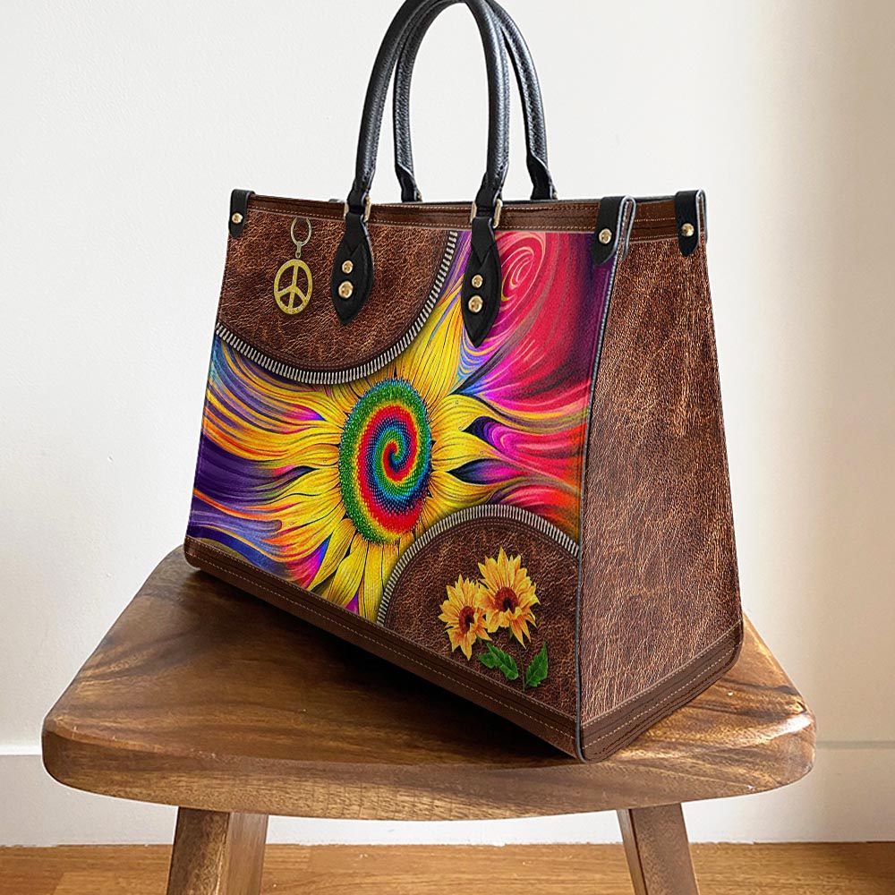 Hippie Sunflower Colorful Leather Bag, Women's Pu Leather Bag, Best Mother's Day Gifts