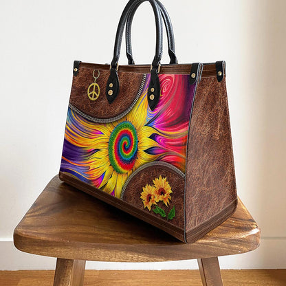 Hippie Sunflower Colorful Leather Bag, Women's Pu Leather Bag, Best Mother's Day Gifts