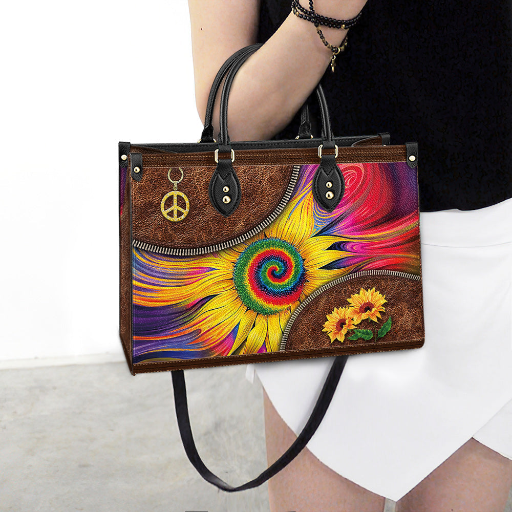 Hippie Sunflower Colorful Leather Bag, Women's Pu Leather Bag, Best Mother's Day Gifts