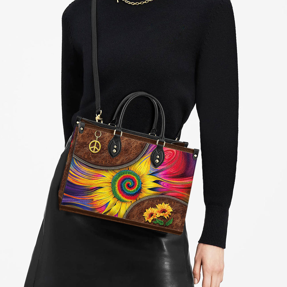 Hippie Sunflower Colorful Leather Bag, Women's Pu Leather Bag, Best Mother's Day Gifts