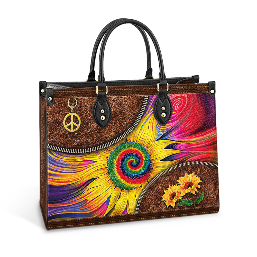 Hippie Sunflower Colorful Leather Bag, Women's Pu Leather Bag, Best Mother's Day Gifts