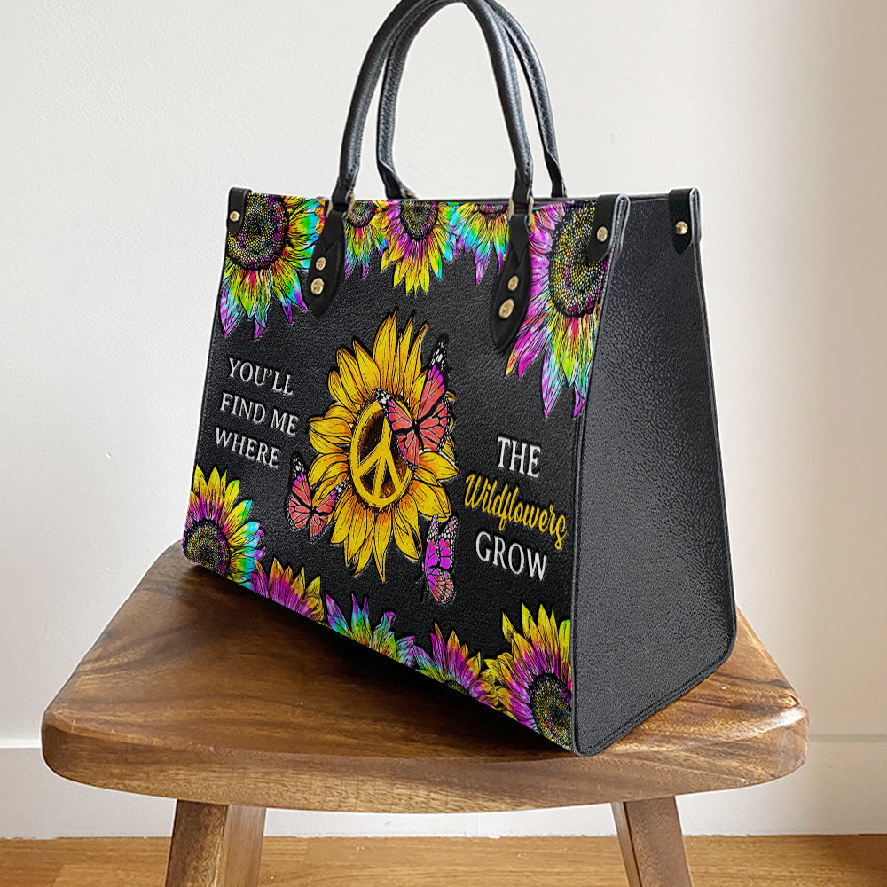 Hippie Where The Wildflowers Grow Leather Bag, Women's Pu Leather Bag, Best Mother's Day Gifts