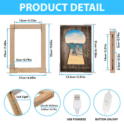 His Grace Is Enough Frame Lamp Art - Jesus Walks On The Beach Frame Lamp - Jesus Frame Lamp Pictures - Christian Night Light