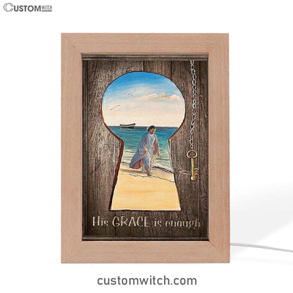 His Grace Is Enough Frame Lamp Art - Jesus Walks On The Beach Frame Lamp - Jesus Frame Lamp Pictures - Christian Night Light