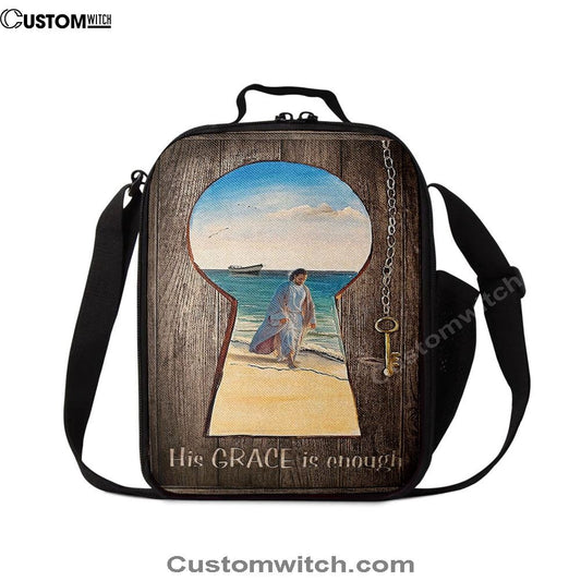 His Grace Is Enough Lunch Bag, Jesus Walks On The Beach Lunch Bag, Christian Lunch Bag, Religious Lunch Box For School, Picnic