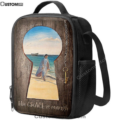 His Grace Is Enough Lunch Bag, Jesus Walks On The Beach Lunch Bag, Christian Lunch Bag, Religious Lunch Box For School, Picnic