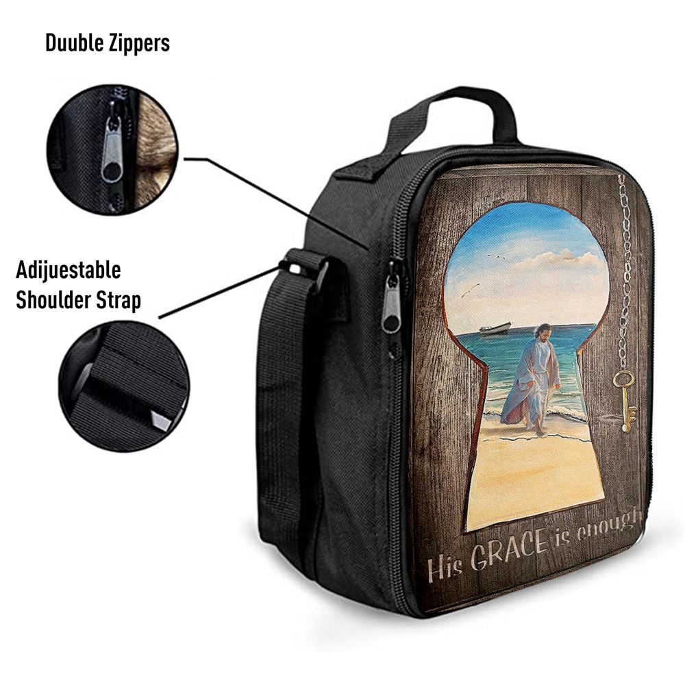 His Grace Is Enough Lunch Bag, Jesus Walks On The Beach Lunch Bag, Christian Lunch Bag, Religious Lunch Box For School, Picnic