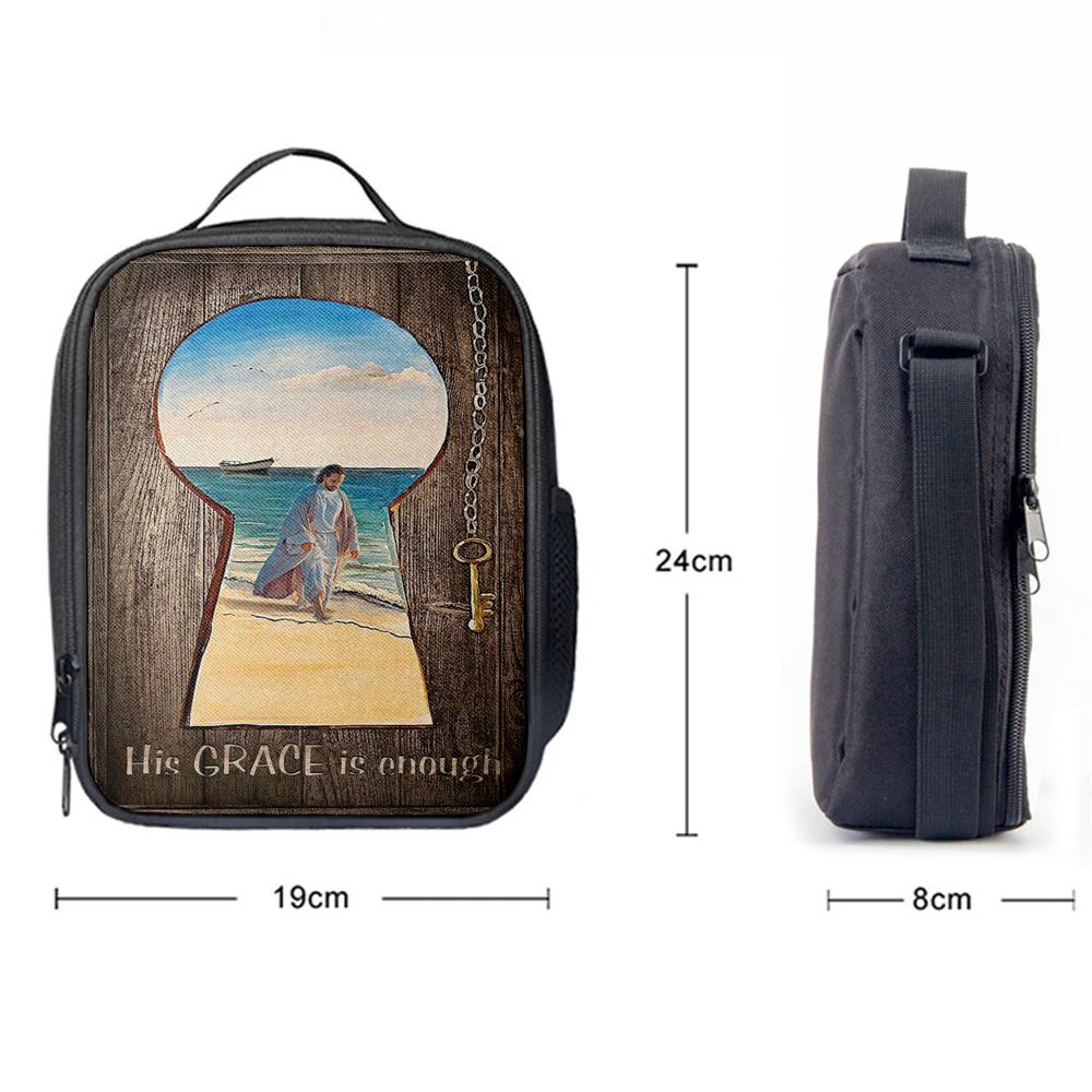 His Grace Is Enough Lunch Bag, Jesus Walks On The Beach Lunch Bag, Christian Lunch Bag, Religious Lunch Box For School, Picnic
