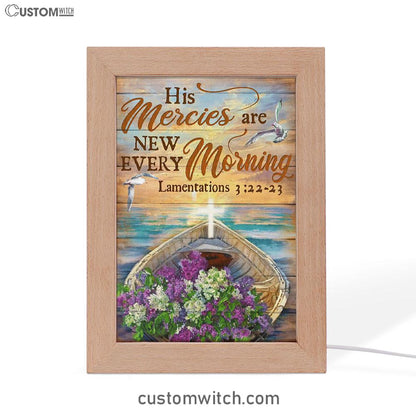 His Mercies Are New Every Morning Boat Flower Cross Frame Lamp Art - Christian Art Decor - Religious Gifts Night Light