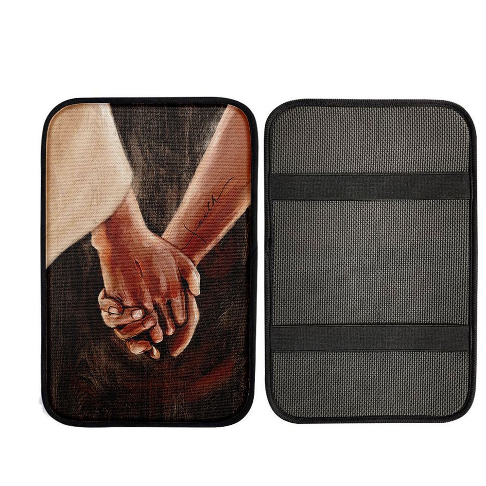 Holding Hand With Jesus Car Center Console Cover, Christ Car Armrest Accessories