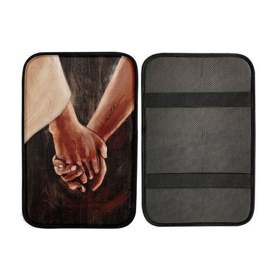 Holding Hand With Jesus Car Center Console Cover, Christ Car Armrest Accessories