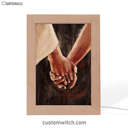 Holding Hand With Jesus Frame Lamp Art - Bible Verse Wooden Lamp - Inspirational Art - Christian Home Decor