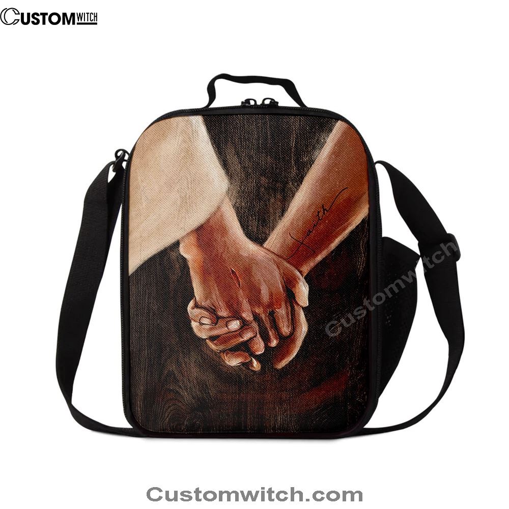 Holding Hand With Jesus Lunch Bag, Christian Lunch Bag, Religious Lunch Box For School, Picnic