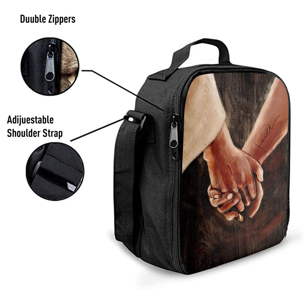 Holding Hand With Jesus Lunch Bag, Christian Lunch Bag, Religious Lunch Box For School, Picnic