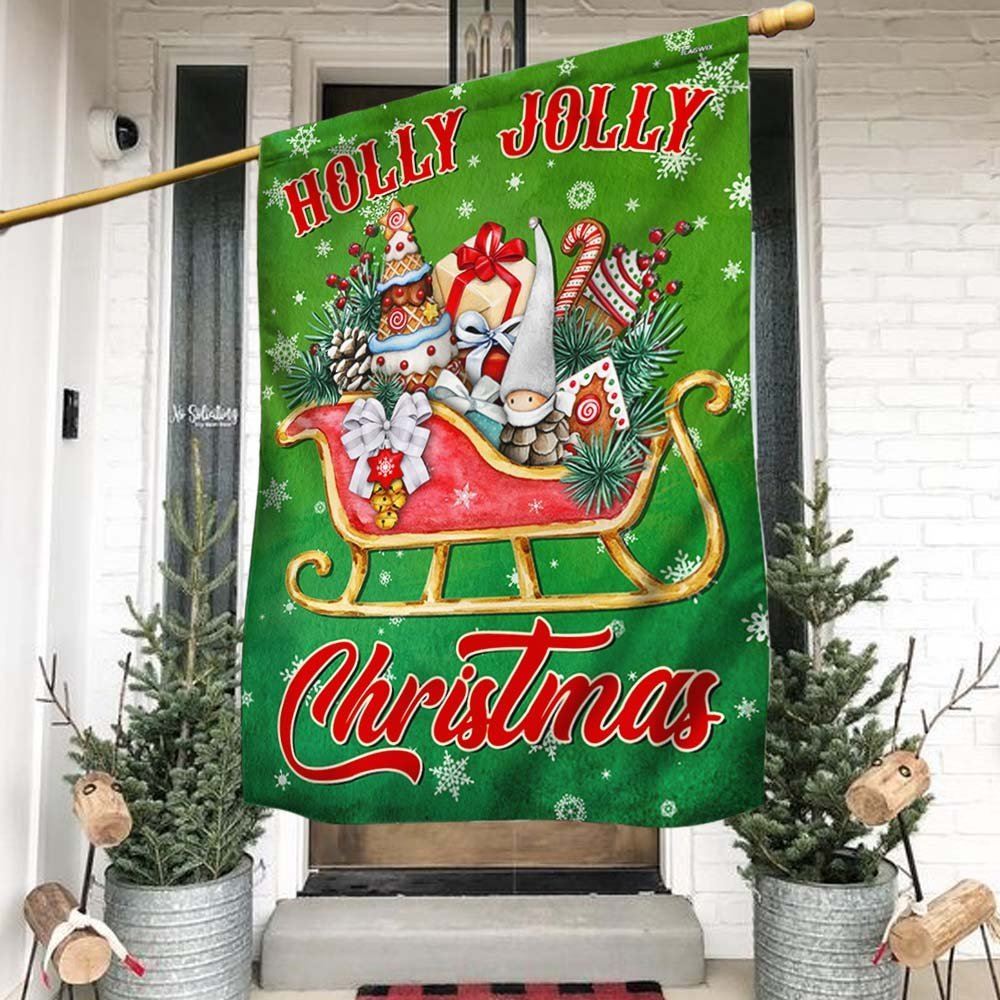 Holly Jolly Christmas Flag, Christmas Garden Flag, Home Decor Accessories, Christmas Outdoor Decor Ideas