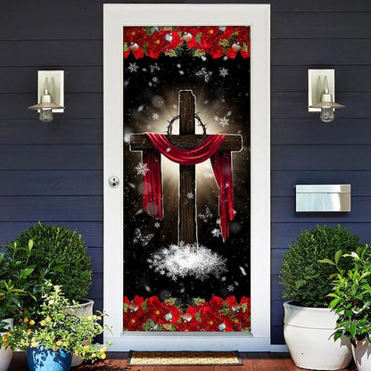 Holy Cross On Snow Door Cover, Christian Door Decor, Door Christian Church, Christian Door Plaques