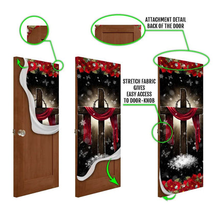 Holy Cross On Snow Door Cover, Christian Door Decor, Door Christian Church, Christian Door Plaques