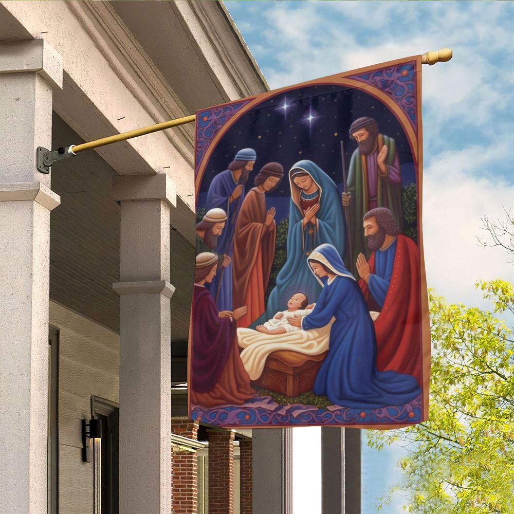 Holy Family A Sign Of God's Grace Flag, Christian Christmas House Flag, Christmas Outdoor Decor Ideas