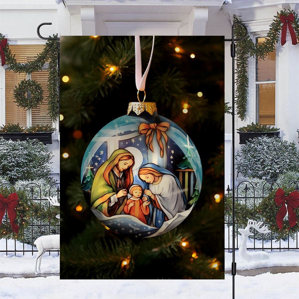 Holy Family Christmas Nativity Scene On A Festive Flag, Christian Christmas House Flag, Christmas Outdoor Decor Ideas