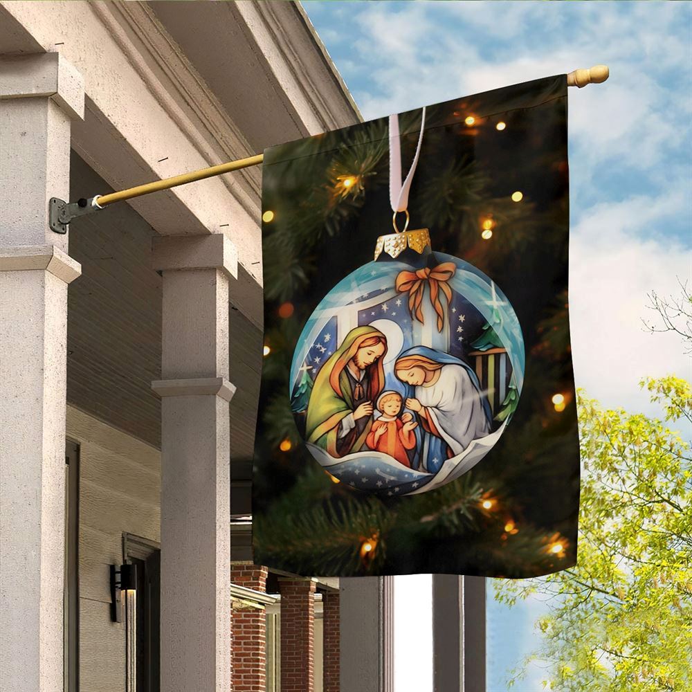 Holy Family Christmas Nativity Scene On A Festive Flag, Christian Christmas House Flag, Christmas Outdoor Decor Ideas