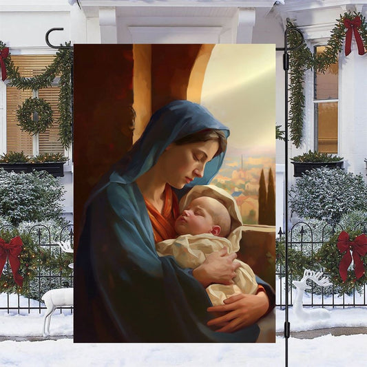 Holy Family Mary and the Holy Child Flag, Christian Christmas House Flag, Christmas Outdoor Decor Ideas