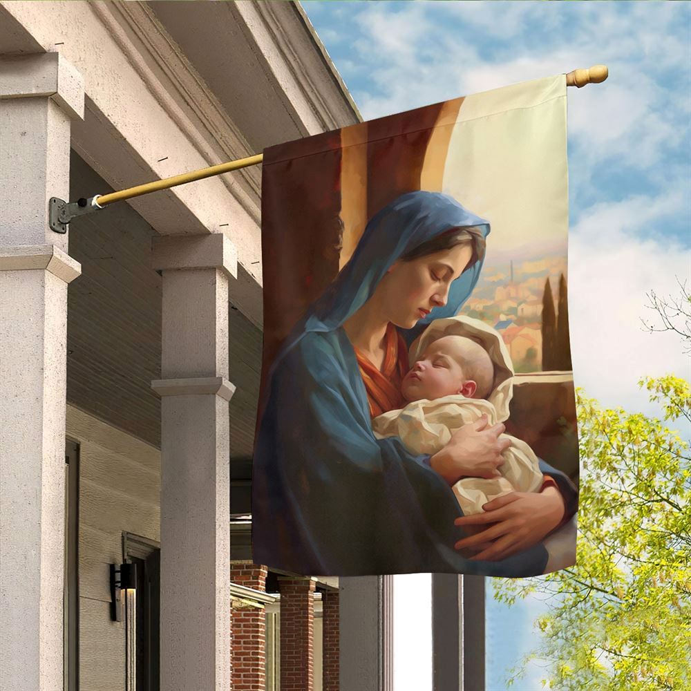 Holy Family Mary and the Holy Child Flag, Christian Christmas House Flag, Christmas Outdoor Decor Ideas