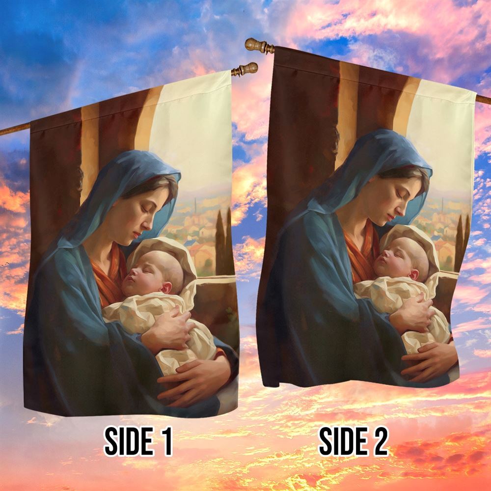 Holy Family Mary and the Holy Child Flag, Christian Christmas House Flag, Christmas Outdoor Decor Ideas