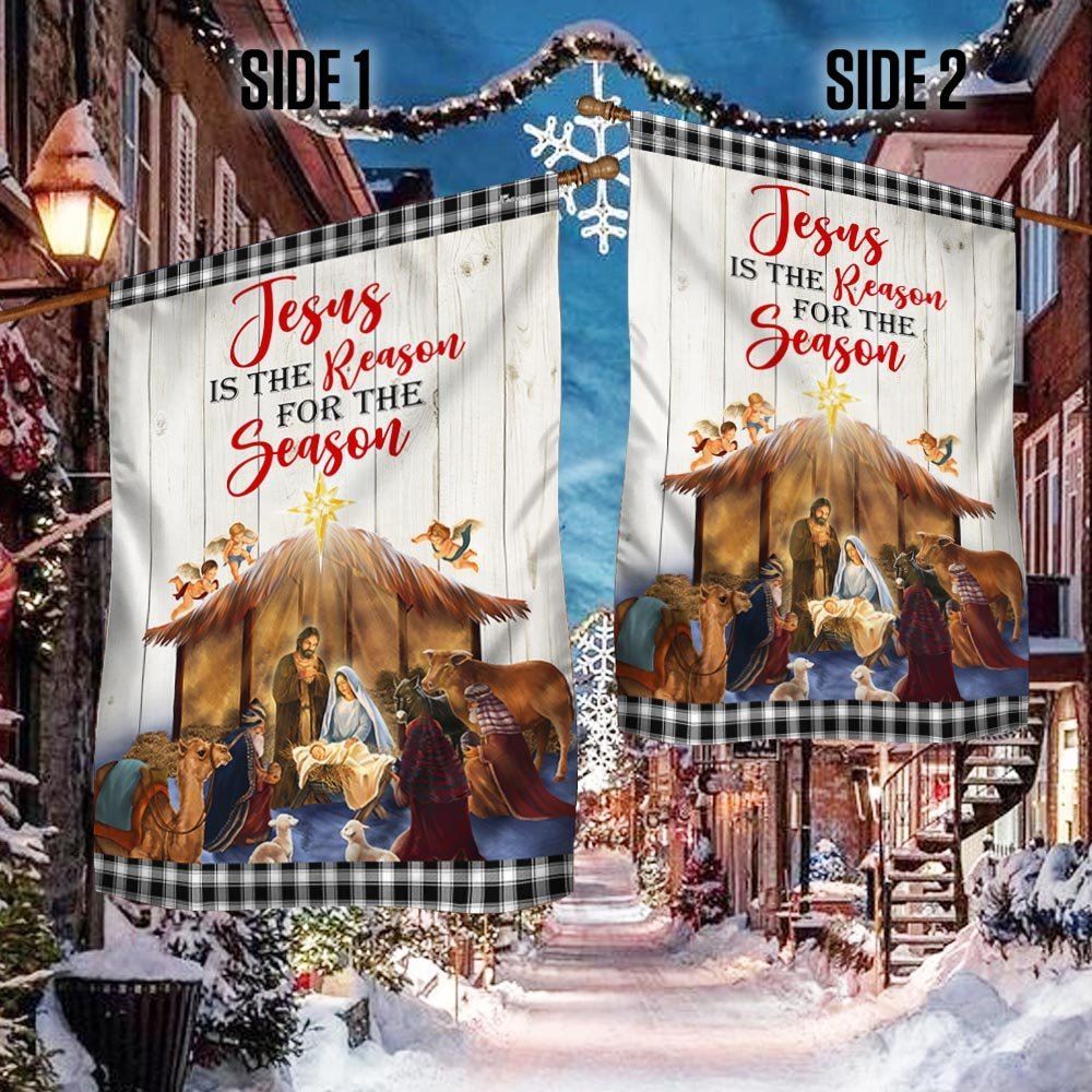 Holy Family Nativity Of Jesus Christmas Flag Jesus Is The Reason For The Season Flag, Christian Christmas House Flag, Christmas Outdoor Decor Ideas