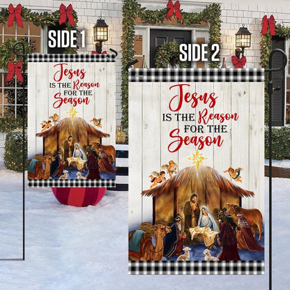 Holy Family Nativity Of Jesus Christmas Flag Jesus Is The Reason For The Season Flag, Christian Christmas House Flag, Christmas Outdoor Decor Ideas