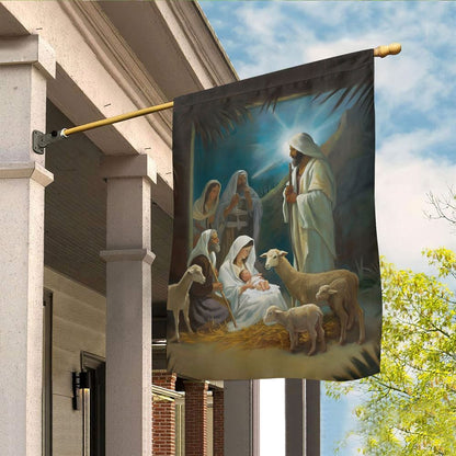 Holy Family Nativity Scene Displayed On A Winter Flag, Christian Christmas House Flag, Christmas Outdoor Decor Ideas