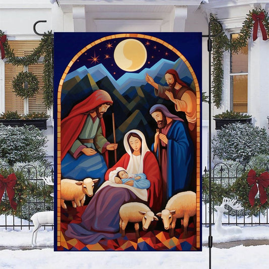 Holy Family Night Nativity A Celebration Of the Holy Birth Flag, Christian Christmas House Flag, Christmas Outdoor Decor Ideas