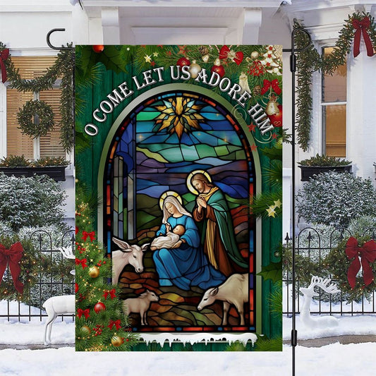 Holy Family O Come Let Us Adore Him Christmas Flag, Christian Christmas House Flag, Christmas Outdoor Decor Ideas