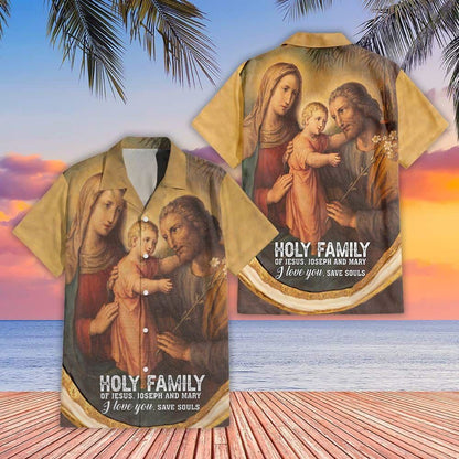 Holy Family Of Jesus Joseph And Mary Religious Hawaiian Shirt For Men, Christian Hawaiian Shirt, Gift For Christian