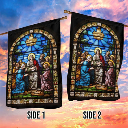 Holy Family Stained Glass Depiction Of Mary Flag, Christian Christmas House Flag, Christmas Outdoor Decor Ideas