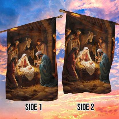 Holy Family The Birth Of Hope On Christmas Eve Flag, Christian Christmas House Flag, Christmas Outdoor Decor Ideas
