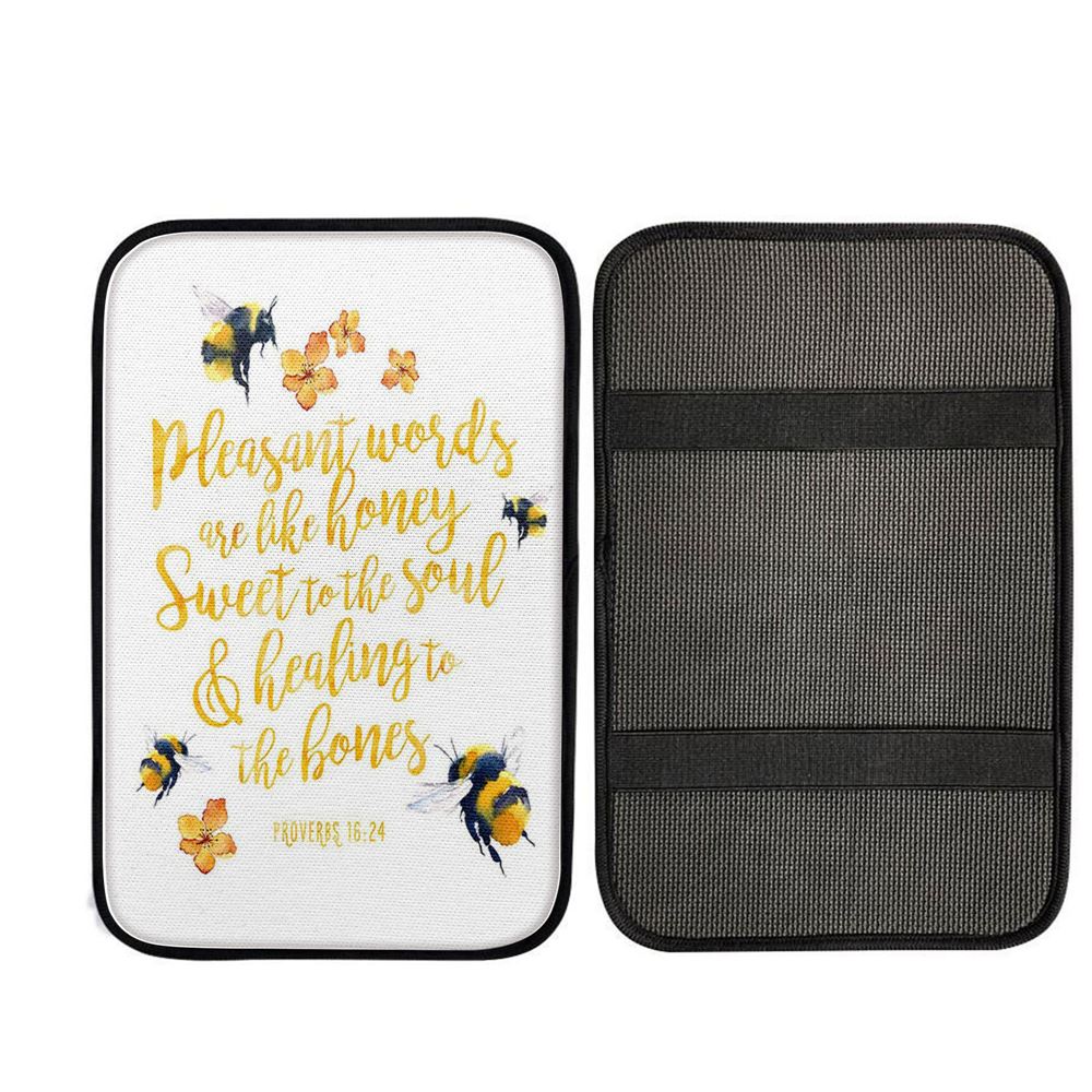 Honey Bee Car Armrest Pad - Pleasant Words Are Like Honey - Proverbs 16 24, Christ Car Armrest Accessories