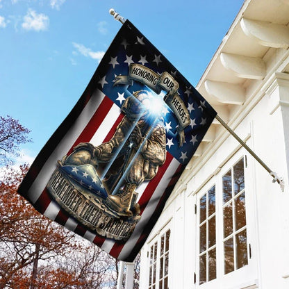 Honoring Our Heroes Remember Their Sacrifice Jesus Cross Flag, Outdoor Christian House Flag, Christian Flag, Scripture Flag, Garden Banner