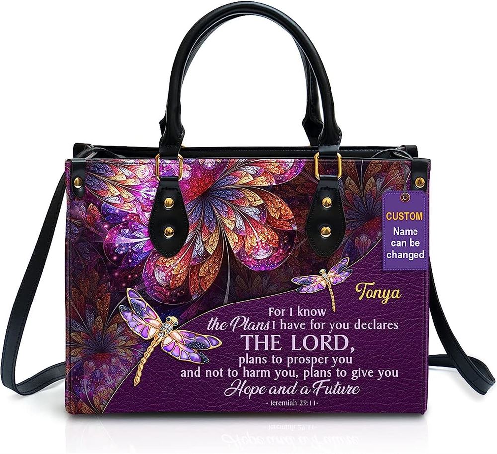 Hope & A Future Personalized Leather Bag With Handle For Christian Women