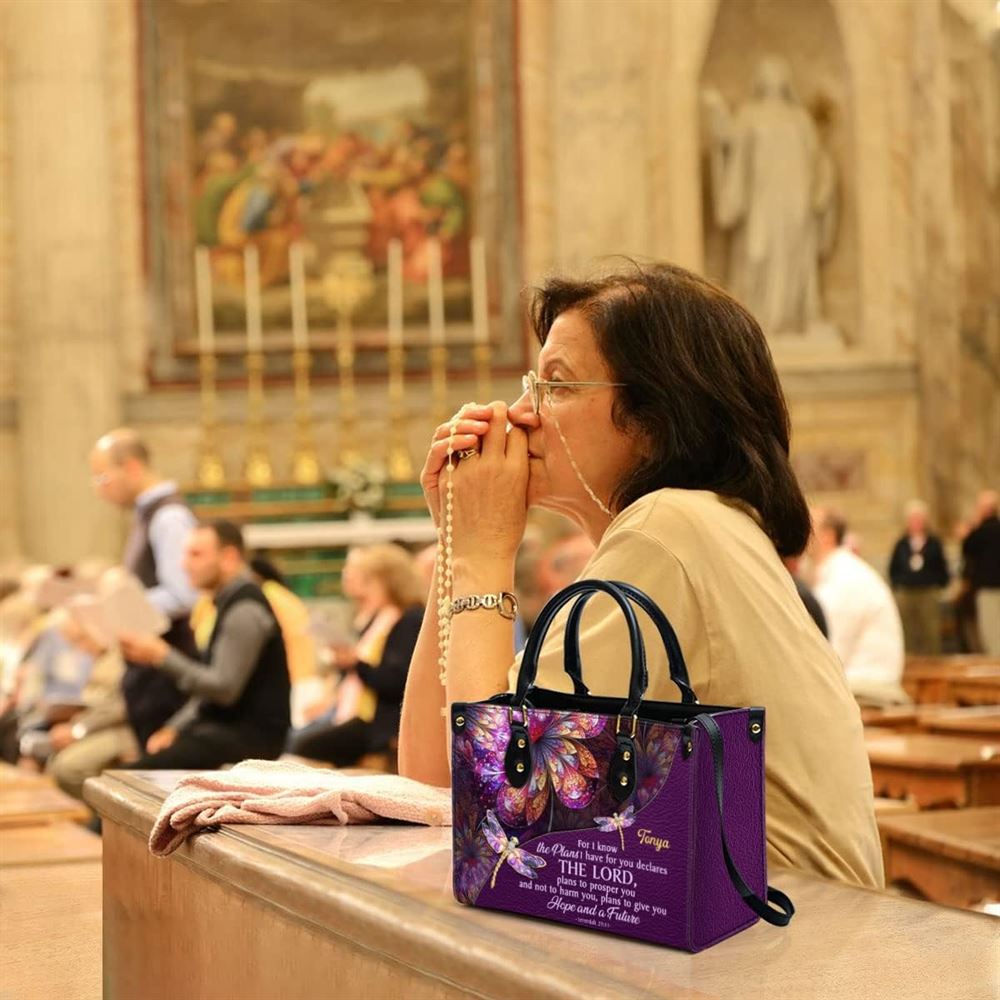 Hope & A Future Personalized Leather Bag With Handle For Christian Women