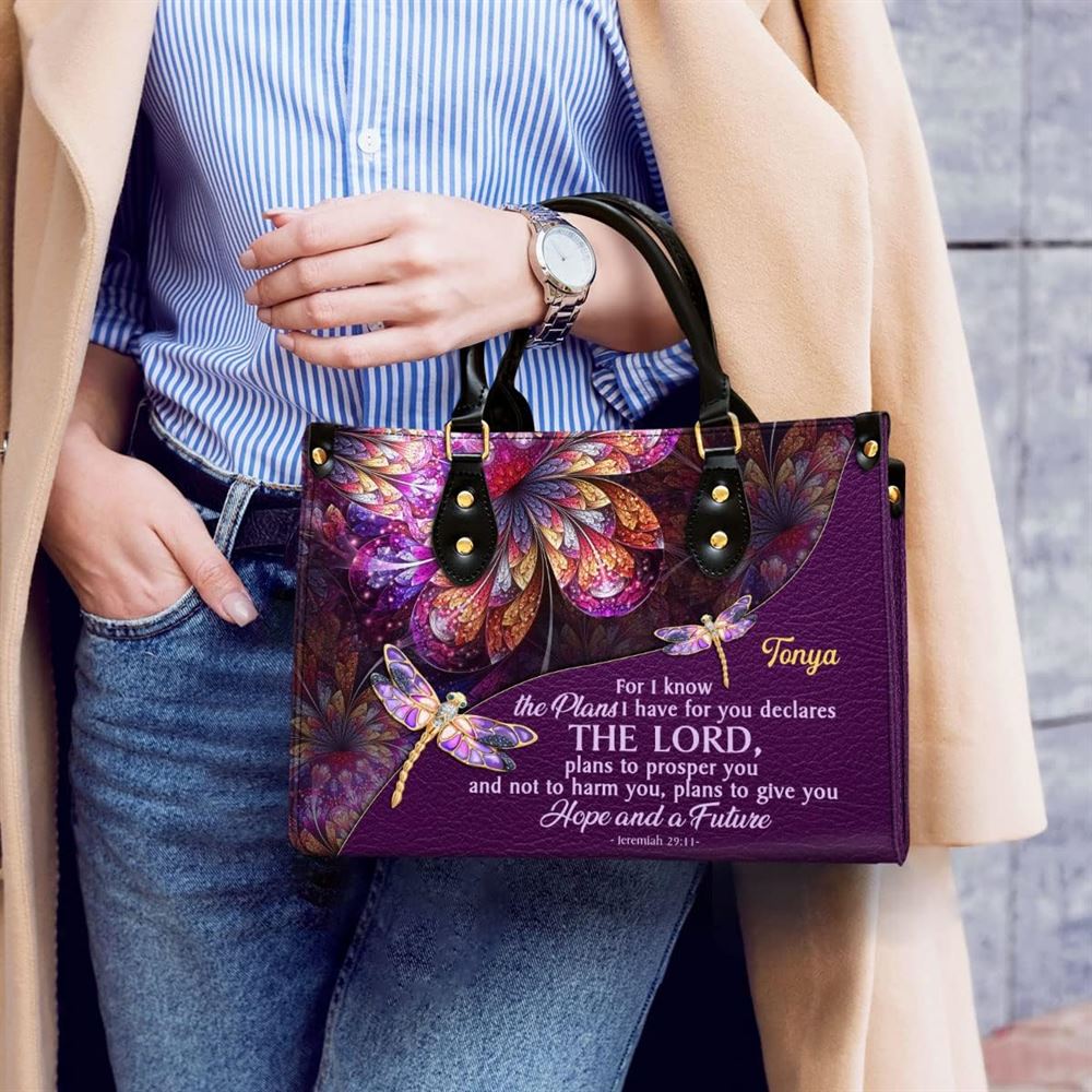 Hope & A Future Personalized Leather Bag With Handle For Christian Women