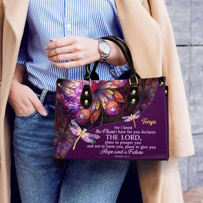 Hope & A Future Personalized Leather Bag With Handle For Christian Women