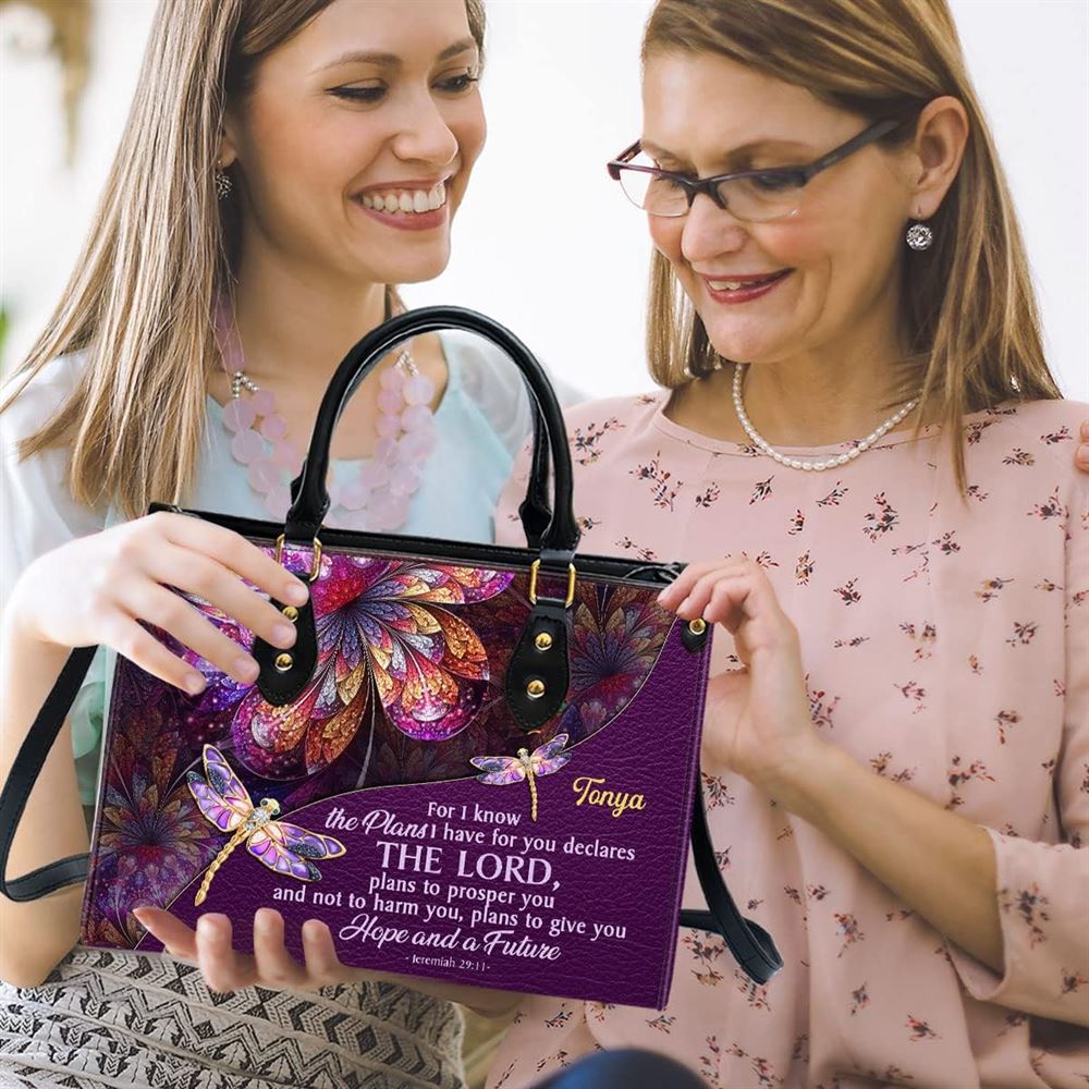 Hope & A Future Personalized Leather Bag With Handle For Christian Women