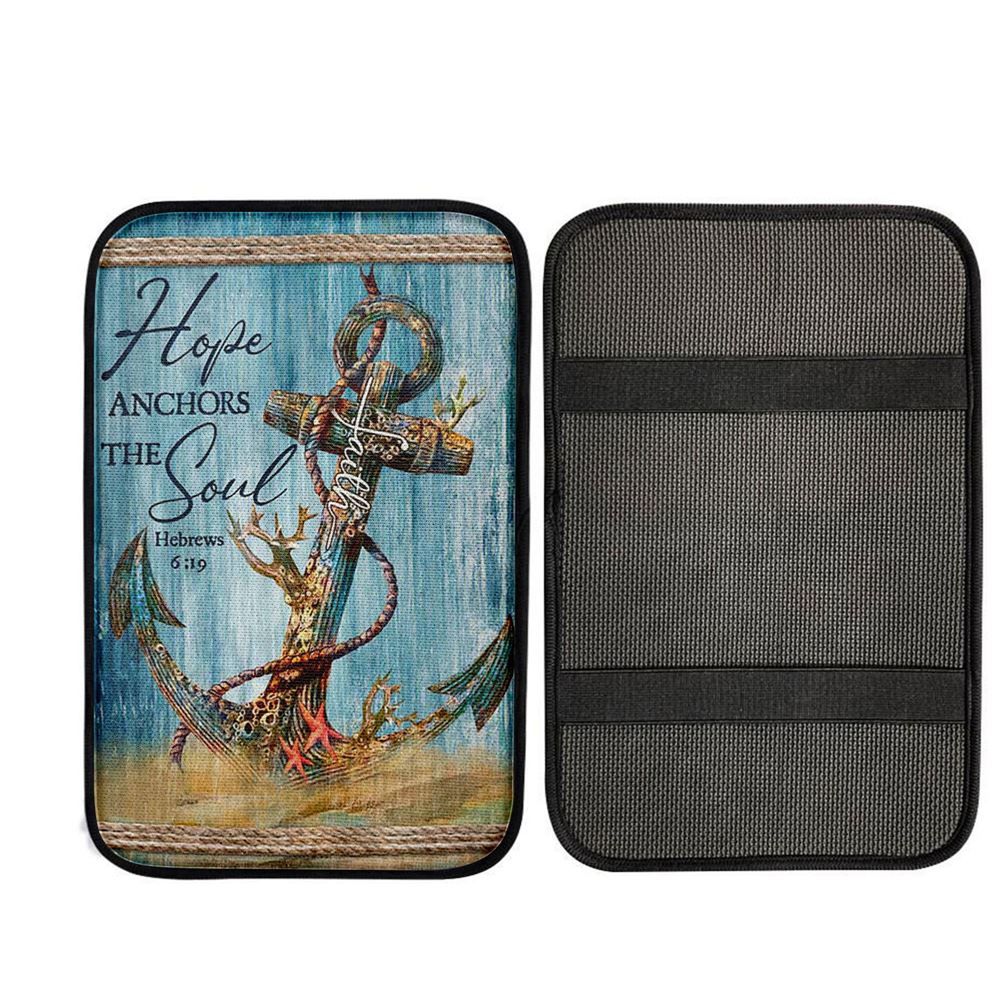 Hope Anchors The Soul Deep Ocean Red Starfish Car Center Console Cover, Christ Car Armrest Accessories