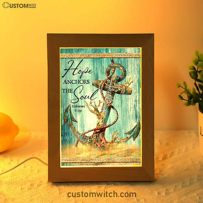 Hope Anchors The Soul Deep Ocean Red Starfish Frame Lamp Art - Bible Verse Art - Christian Inspirational Decor