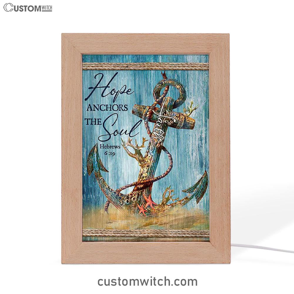 Hope Anchors The Soul Deep Ocean Red Starfish Frame Lamp Art - Bible Verse Art - Christian Inspirational Decor